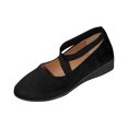 thumbnail image 2 of XDDLITP Women's Classic Ballerina Flats with Elastic Crossing Ankle Straps Ballet Flat Yoga Flat Shoes Slip On Loafers,Black 35(US-5.5), 2 of 5