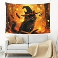 thumbnail image 4 of Halloween Tapestry halloween Decor, Halloween Witch Hat Black Cat Bat Halloween Decorations Wall Tapestry Aesthetic, Tapestry Wall Hanging for Bedroom, Livingroom, Dorm Decor - 60x40in, 4 of 6