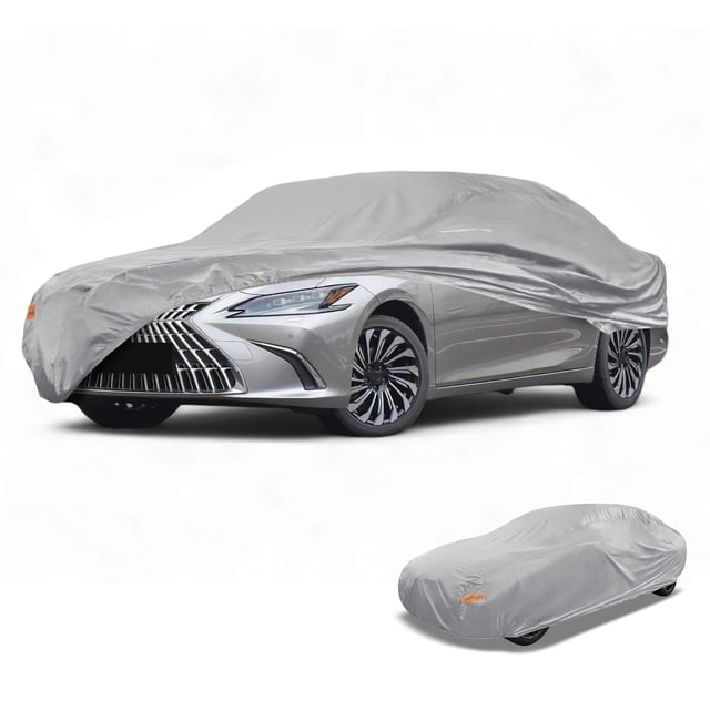 Cubierta de Automóvil Universal Impermeable 190T-PU Tono Plateado para Sedán de 165" a 177"