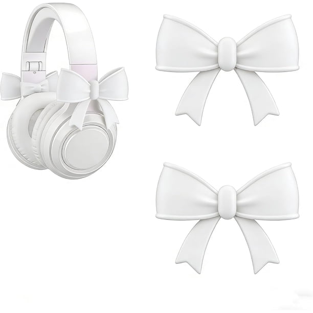 CaiYueKe 2 Pcs Silicone Headphone Bow Clip Decor Accessory Cute Earphone Attachment Coquettish Headphone Accessories Decoration Adornment for Headphones