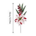 thumbnail image 3 of JeashCHAT Artificial Poinsettia Flower Christmas Picks, 12.6 inch Fake Floral Stem Pine Sprigs with Red Berries for Vase Xmas Table Home Party Decor, 3 of 7