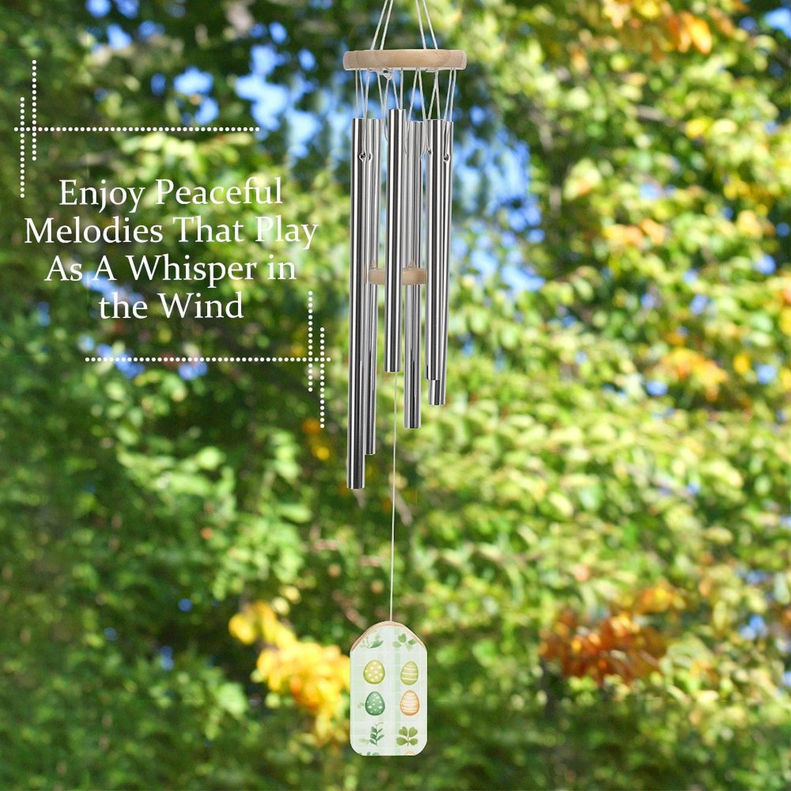 2.2×3.9in Nylon Rope Fixed 6 Aluminum Alloy Metal Tubes Clear Sound Wear Resistance Strong Durable Easter Day Easter Eggs Leaves Watercolor Eggs