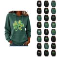 thumbnail image 1 of Chandails à Capuchon pour Femmes de la Saint-Patrick 2026 à Manches Longues avec Graphique de Trèfle et Poches, 1 of 5