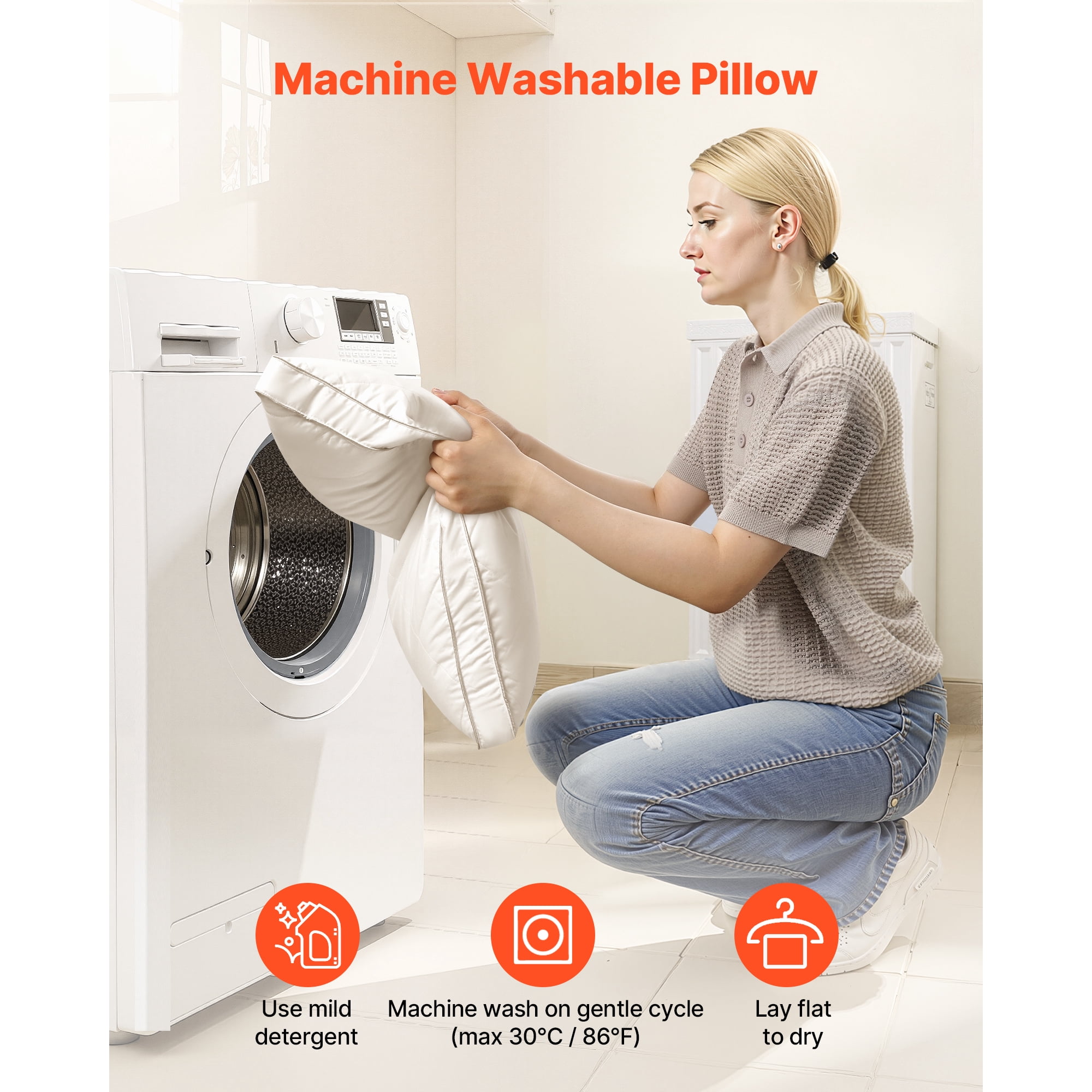 KFFKFF Set of 2 King Size Bed Pillows with Premium Down Alternative Filling, Designed for Comfort and Support, Suitable for Back, Stomach, and Side Sleepers, Ideal for Home or Hotel Bedding, White