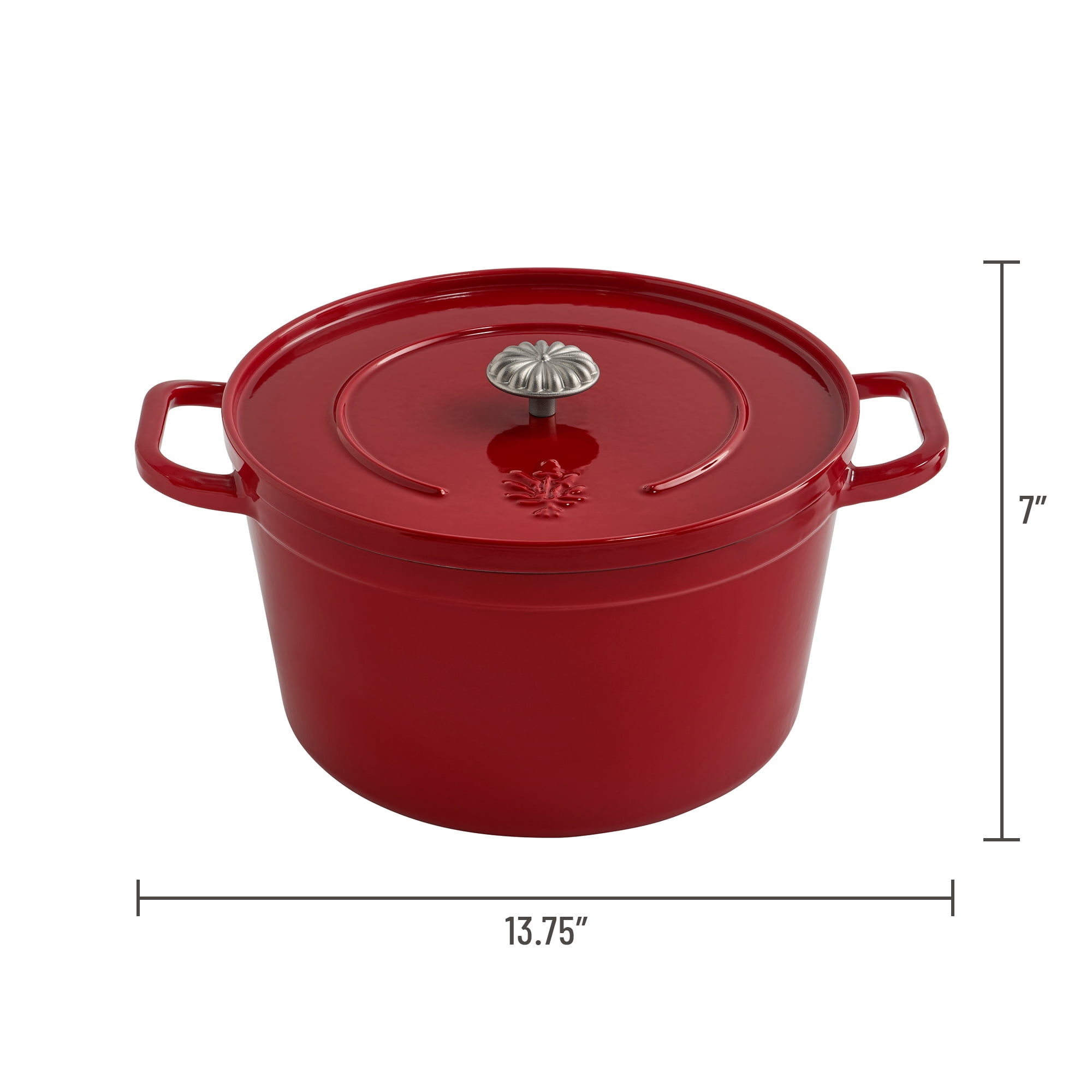 The Pioneer Woman 7-Quart Enameled Cast Iron Dutch Oven with Lid, Red
