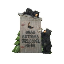 Poly Resin Decorative Wall Plaque "Bear Bottoms Welcome"