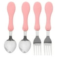 thumbnail image 1 of Kids Tableware Pink Stainless Steel Children Safe Forks 4Pcs 5.7 x 1 x 0.4In, 1 of 8