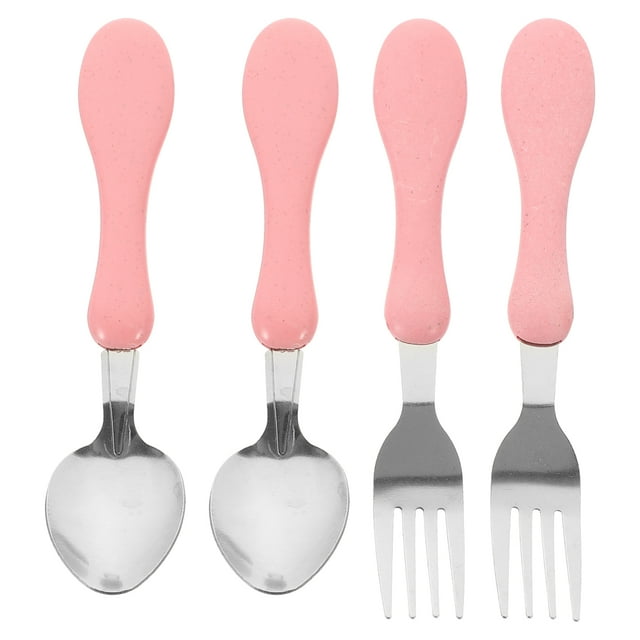 Kids Tableware Pink Stainless Steel Children Safe Forks 4Pcs 5.7 x 1 x 0.4In