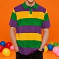 thumbnail image 5 of Men's Mardi Gras Polo Shirts Short Sleeve Collar Neck Classic Carnival Print T-Shirt Funny Striped Party Tees, 5 of 5