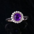 thumbnail image 4 of Edwardian Style Amethyst Halo Engagement Ring 925 Silver Art Deco Amethyst Floral Wedding Ring Miligrain Set Round Amethyst Anniversary Ring, 4 of 5