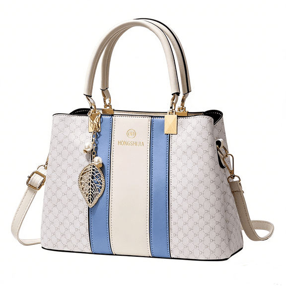 PORT&LOTUS Women's Designer Satchel Handbag Vintage Color Block Top Handle Tote with Charm Pendant Convertible Crossbody Shoulder Bag for Work & Daily