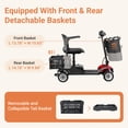 thumbnail image 3 of ScootNGo Trottinette de Mobilité Électrique Pliable à 4 Roues pour Aînés - Fauteuil Roulant de Voyage Portable, Capacité de 300 Lb, Paniers Doubles, Rouge, 3 of 11