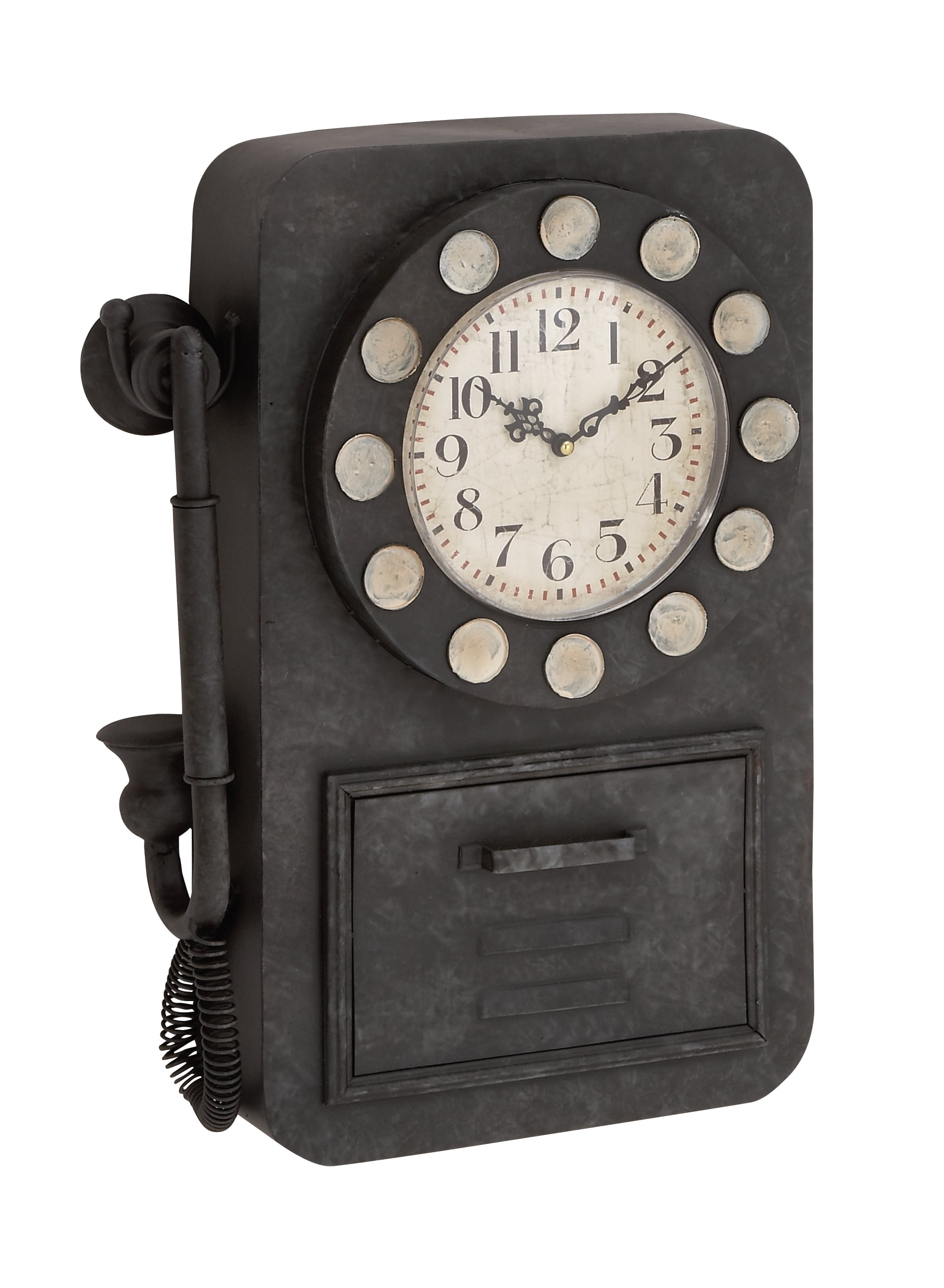 Vintage Antique Style Telephone Wall Clock Phone Analog Hanging Indoor