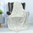 thumbnail image 4 of Floral Soft Flannel Fleece Throw Blanket, Flower Orchids Bohemian Style Vintage Petals Vines Pattern French Country Style, Cozy Plush for Indoor and Outdoor Use, 50" x 60", Blue White, by Ambesonne, 4 of 5