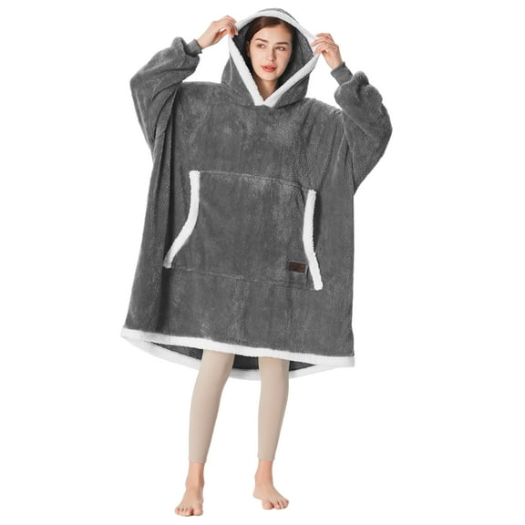 Catalonia Oversized Hoodie Blanket Sweatshirt, Wearable Sherpa Fleece Giant Pullover for Adults Men Women Teenagers Wife Girlfriend Gift