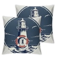 thumbnail image 2 of JRXY Nautical Blue Pillow Covers Anchor Lighthouse Sailboat Compass Decorative Pillow Cases Cushion Covers for Sofa Couch Bed Home Decor,2 Pcs White, 2 of 6