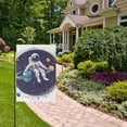 thumbnail image 2 of Yayeee Garden Flag 12" x 18" Double Sided Outdoor Yard Lawn Holiday Decorations, Green Astronaut Planet, 2 of 6
