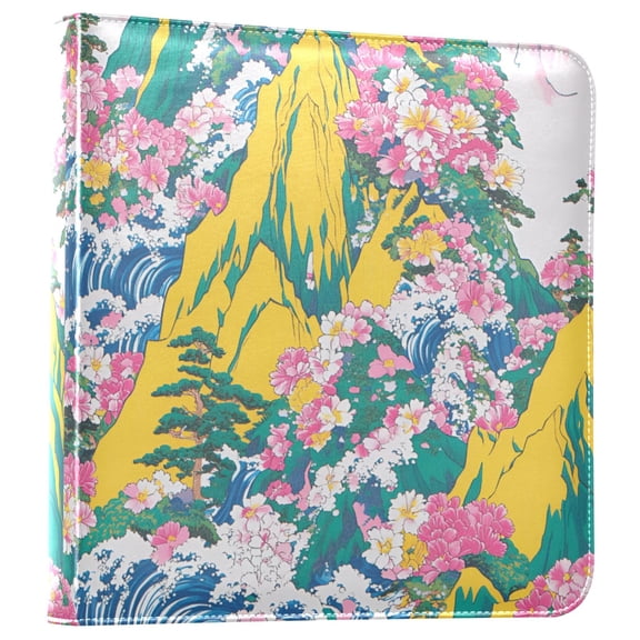 FORMRS 3 Ring Photo Album 4"x6" Self Adhesive Large Capacity PU Leather Cover, Green Mountains