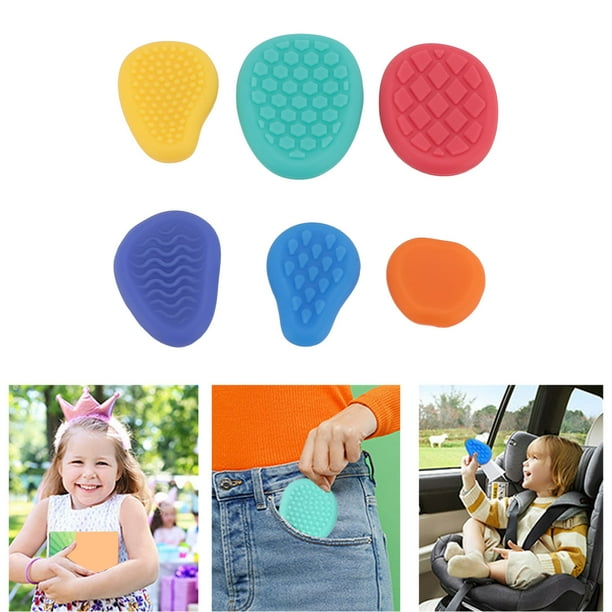 Piedras Sensoriales Para Niños, Piedras Sensoriales Diferentes Patrones Silicona 6 Piezas Para Niños