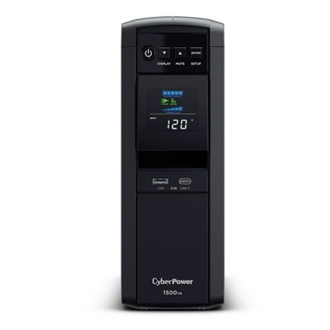 CyberPower CP1500PFCLCD - 1500VA/1000W Black Battery Backup UPS System with 12 Outlets, 5 ft Cord