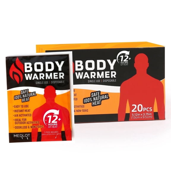 LotFancy Large Body & Hand Super Warmers,  5.1x3.7 in, 20 Pack, Air-activated Warmers, Up to 12 Hours of Heat
