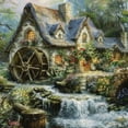 thumbnail image 6 of BCIIG Cottage Stream Water Wheel Round Tablecloth, Stain Resistant & Washable, Perfect for Indoor & Outdoor Dining, Wedding, Parties, 100% Polyester Fiber, Various Sizes Available 42"-46, 6 of 8