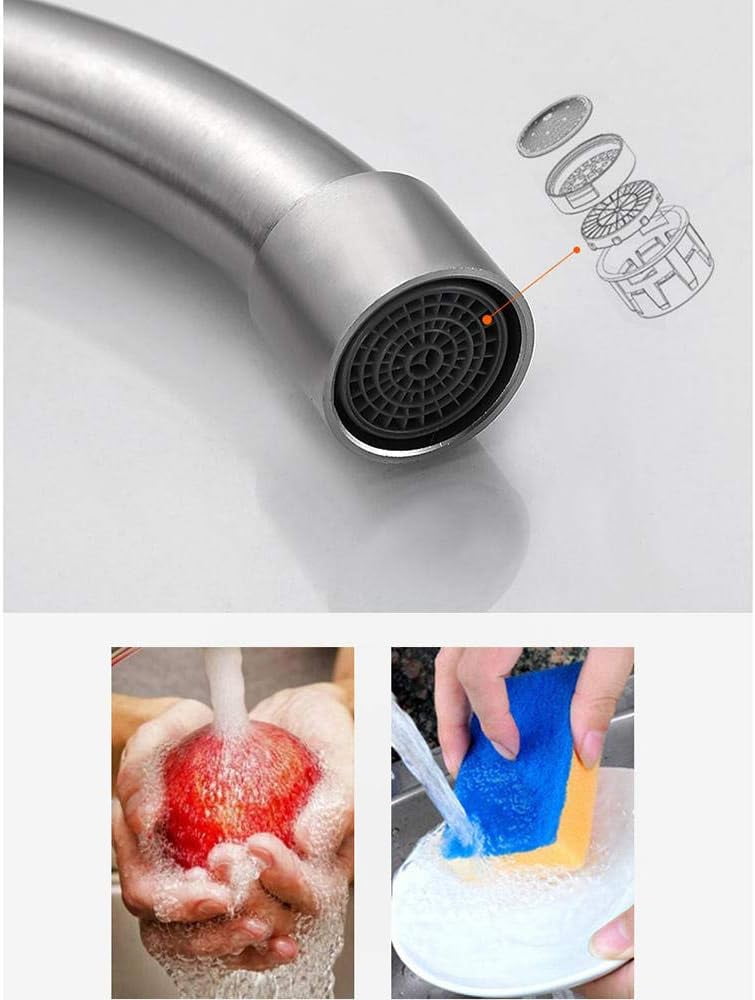 Wall-mounted wall-mounted, hot and cold, 304 stainless steel, kitchen, sink, balcony laundry pool, double hole, faucet