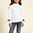 thumbnail image 2 of BFHHYA Girls Long Sleeve Tops Kids Cute Ruffle Mock Neck Blouses with Bow Cuff Lightweight Casual Pullover Tops for Daily Back to School, 2 of 6
