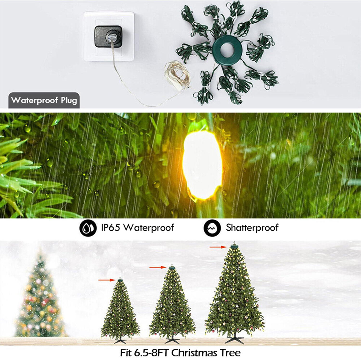 IC ICLOVER 200 LED Waterfall Christmas Lights photo 7