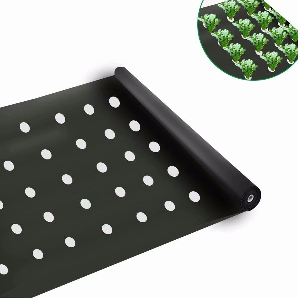 Agfabric Mulch Barrier Plastic Mulch Film 4' x 150', 1 Mil with Punch