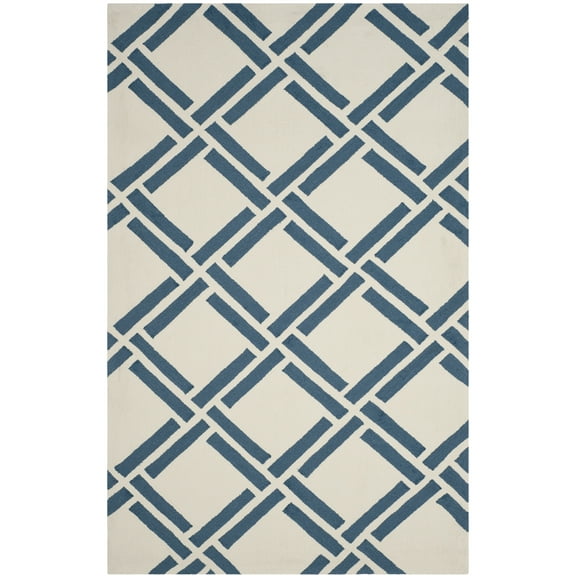 SAFAVIEH Four Seasons Carrie Geometric Area Rug, Ivory/Blue, 5' x 8'