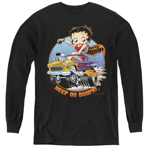 Betty Boop Keep On Boopin Youth Long Sleeve T-Shirt Tee Black