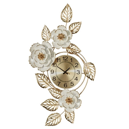 Aurora Floral Wall Art Clock Ivory/Gold 20” x 2” x 35”