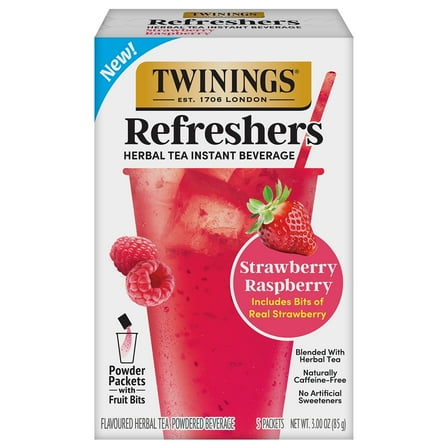 Twinings Strawberry Raspberry Refresher Herbal Instant Tea Bags, 3 oz 5 Count