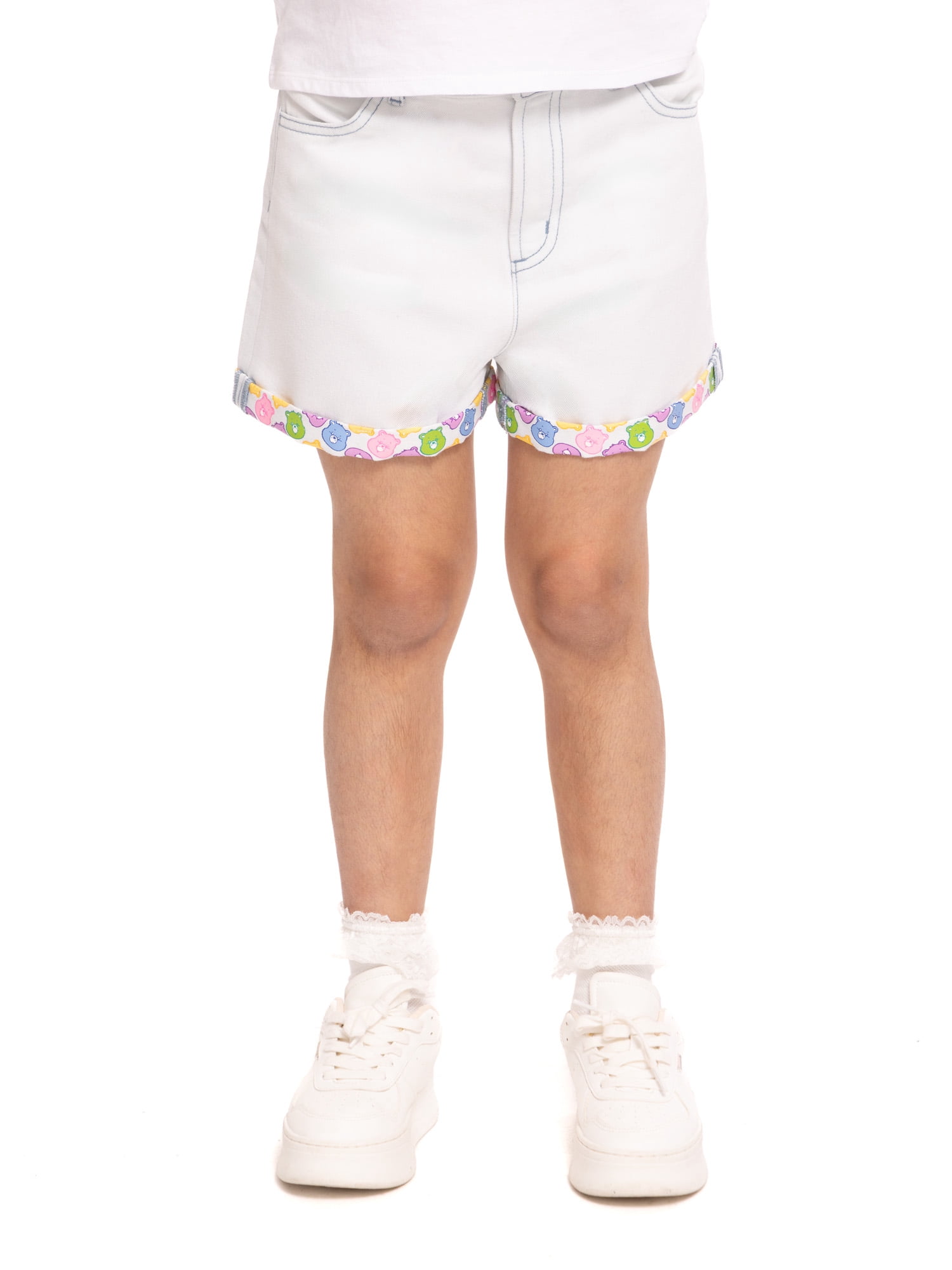 Care Bears Girls Graphic Print Cuff Denim Shorts, Sizes 4-16