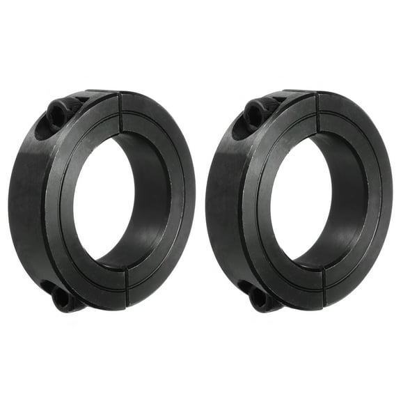 Uxcell Shaft Collar 1 3/8" Bore Double Split Carbon Steel Clamping Collar Shaft Collars with Set Screw Black 2 Pack