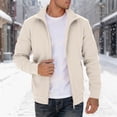 thumbnail image 2 of Luwomo Men's Casual Jackets Mens Fall and Winter Outdoor Long Sleeve Zipper Lined Style Solid Colour Hoodless Sweatshirt Coat Blouses Beige,XL, 2 of 8