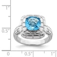 thumbnail image 5 of 925 Sterling Silver Rhodium Checker-Cut Blue Topaz Ring Size 7, 5 of 6