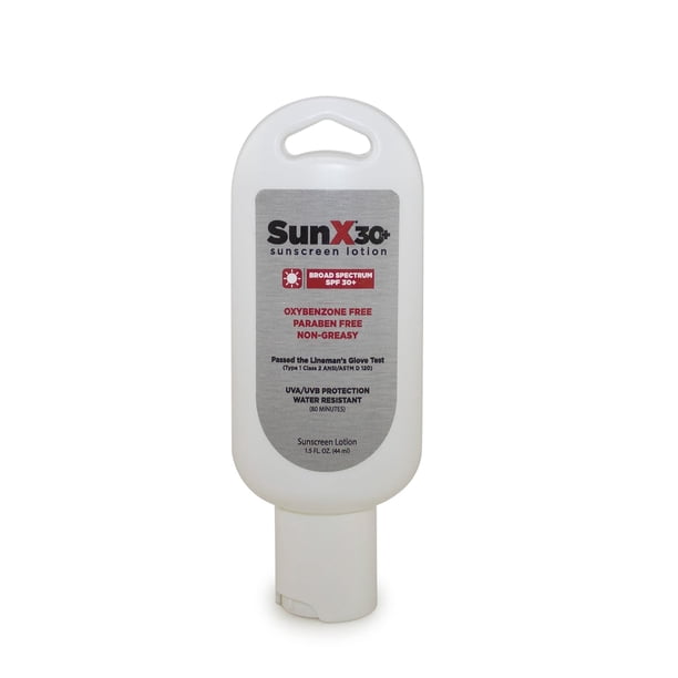 CoreTex Sun X 30+ SPF Loción de protección solar de amplio espectro – 1.5 oz de octinoxato de oxibenzona parabeno y protector solar sin aceite – Sin yeso blanco y resistente al agua y al sudor hasta 8