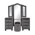 thumbnail image 4 of Maya Modern Style 5 Pc King Vanity Bedroom Set made with Wood in Gray, 4 of 14