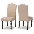 thumbnail image 1 of Baxton Studio Zachary Chic Français Vintage Chêne Brun Lin Tissu Rembourré Chaise à Manger, 1 of 1