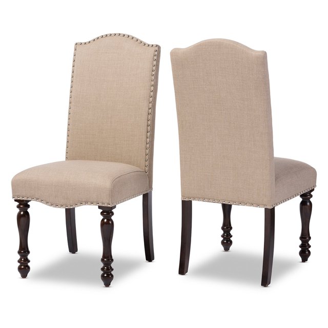 Baxton Studio Zachary Chic Français Vintage Chêne Brun Lin Tissu Rembourré Chaise à Manger