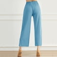 thumbnail image 6 of Summer Saving Wycnly on Sale Pants for Women Palazzo Pants for Women Casual Drawstring Elastic Waist Yoga Sports Cropped Pants Solid Loose Wide Leg Slit Trousers, 6 of 7