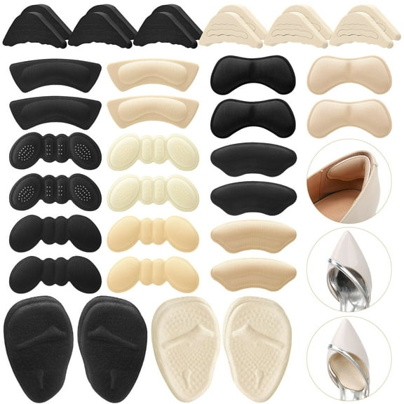 Abaima 20 Pairs Heel Cushion and Front Insoles for Loose Shoes, High Heel Cushion Pads, Adjustable Toe Filler Inserts, Heel Grips Liner Insert for Female Women Men Prevent Heel Slip and Blister