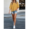 thumbnail image 4 of Summer Oversize Women Solid Color Half Sleeve Loose Shirt Tee Casual Tops, 4 of 6