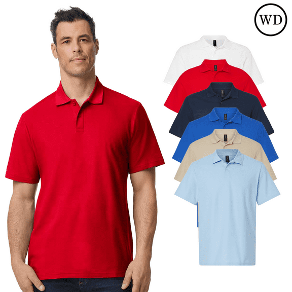 Gildan Softstyle Adult Pique Polo Shirt, 100% Ring-Spun Cotton, Breathable Fabric, Mix Color, Pack 6, S