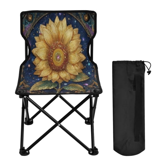 BZSMCE Camping Chairs Modern Folding chair In Celestial Gilded Sunflower Pattern