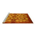thumbnail image 2 of Ahgly Company Machine Washable Indoor Square Oriental Yellow Industrial Area Rugs, 8' Square, 2 of 4