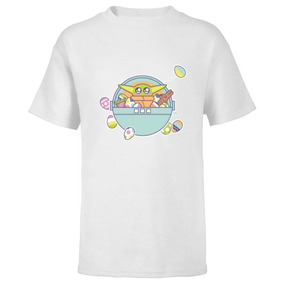 Star Wars The Mandalorian Grogu Easter Egg-Citement - Short Sleeve T-Shirt for Kids - Customized-White