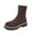 Brown, variant on Women Fashion Ankle Boots Knit Stretch Sock Booties Solid Color Round Toe Chunky Heel Comfortable Versatile Stylish